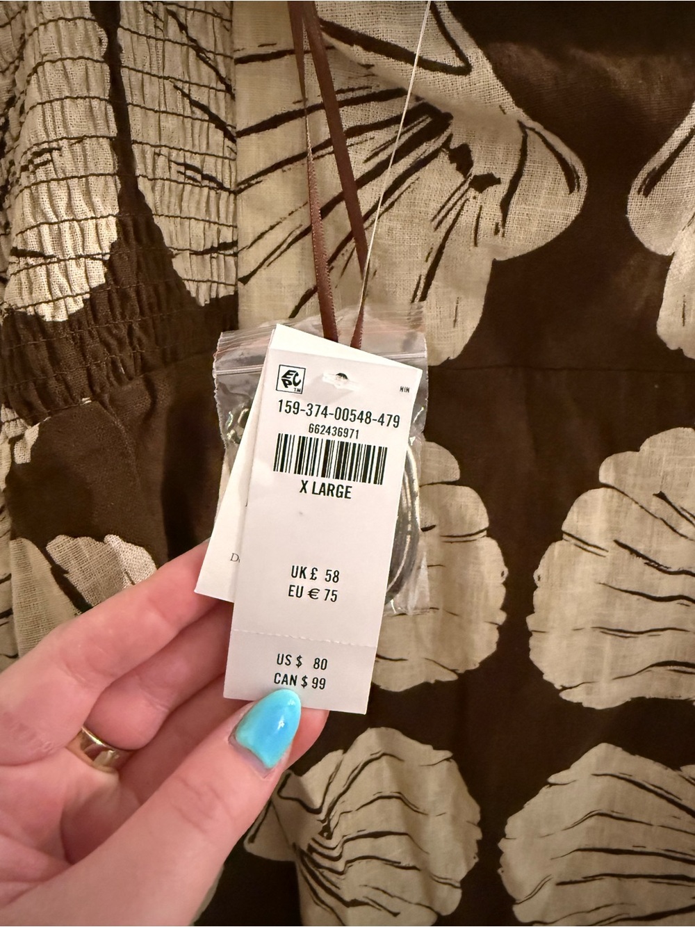 Abercrombie A&F Strapless Mini Skort Dress in Brown and Cream Shell Print - Picture 3 of 3
